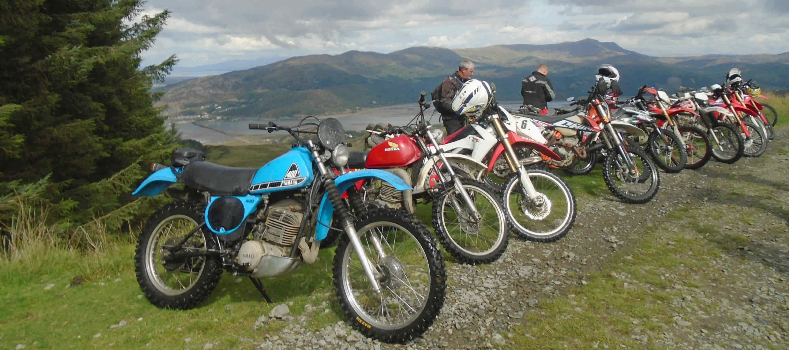 Scenic picture of trail bikes overlooking Mawddach Estuary