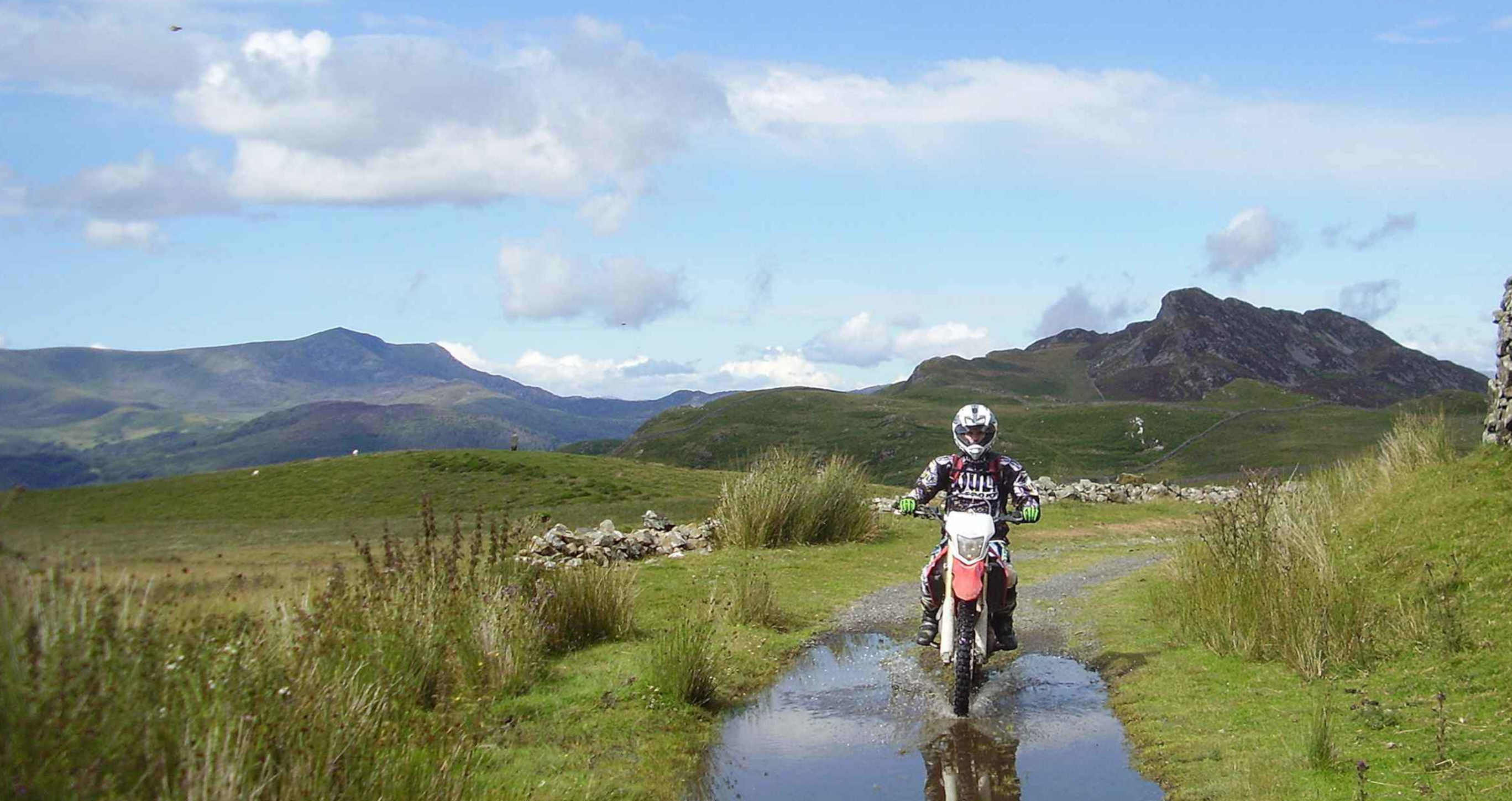 Scenic picture of trail rider in Snowdonia